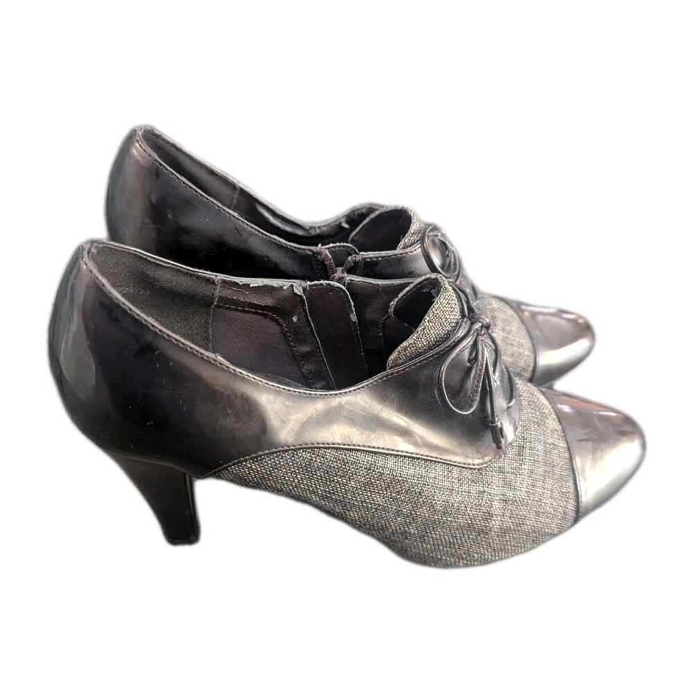 IMPO Womens 9 Patent THRILLED Houndstooth Oxford Pumps Stiletto Classic Lace Up